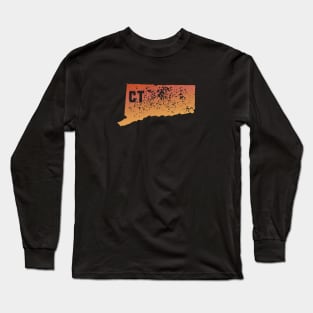 US state pride: Stamp map of Connecticut (CT letters cut out) Long Sleeve T-Shirt